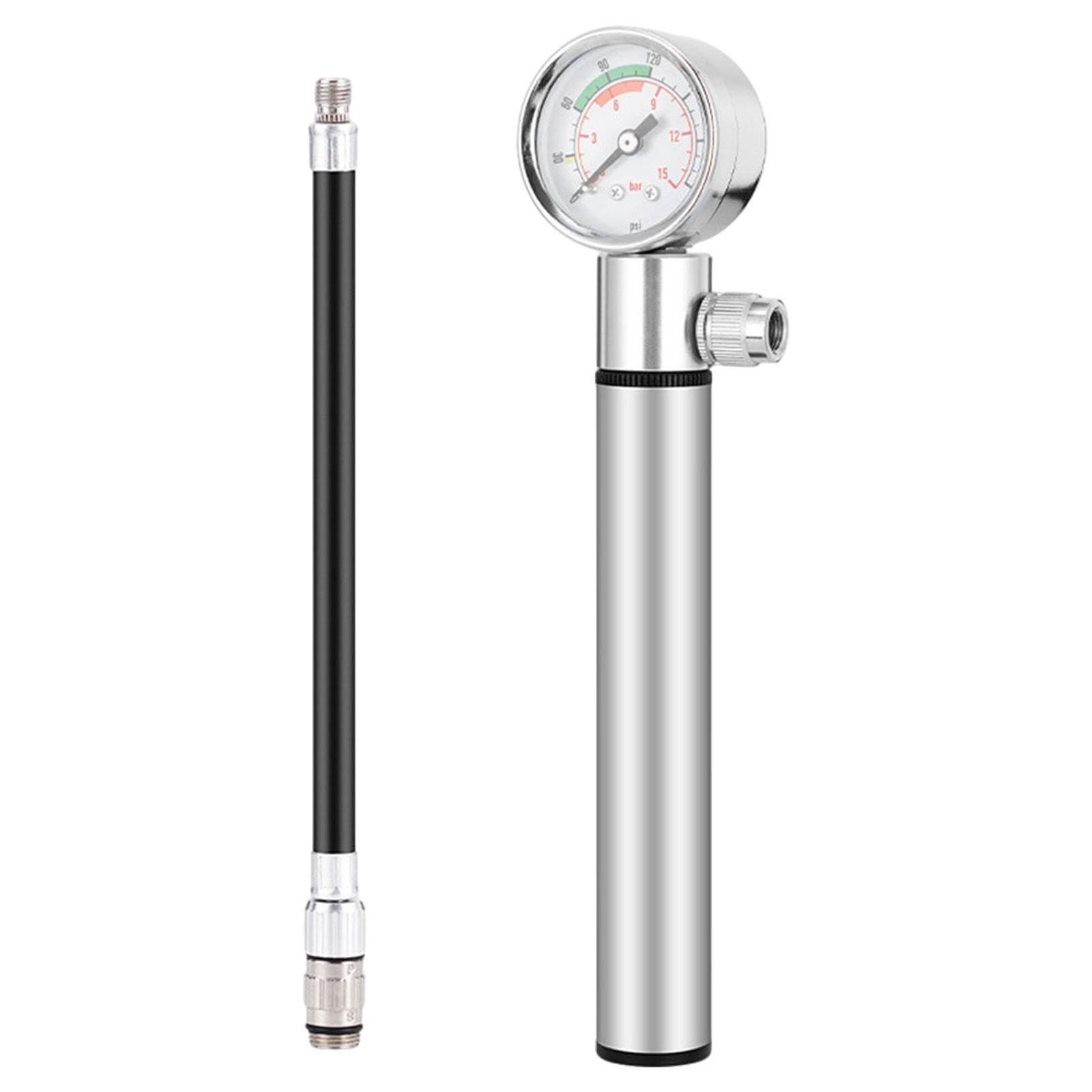 urjix URJIX™ Bike Pump with Gauge Air Hand Pump Small for Kids Bike Basketball Road Bikes Silver-picture-12