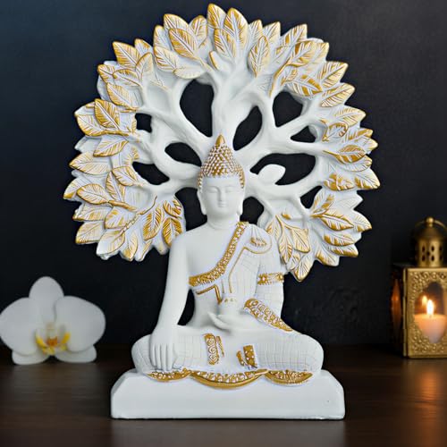 Image of Global Grabbers Buddha Statue Showpiece Idol Home Decor Decoration Items for Living Room and Gifts (White)