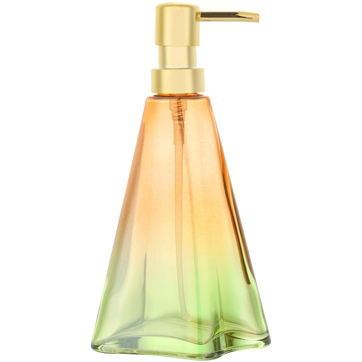 YunNasi Glass Soap Dispenser with Pump Refillable Liquid Hand Soap Dish Soap Dispensers for Bathroom Counter, Kitchen Sink (OrangeGreen)