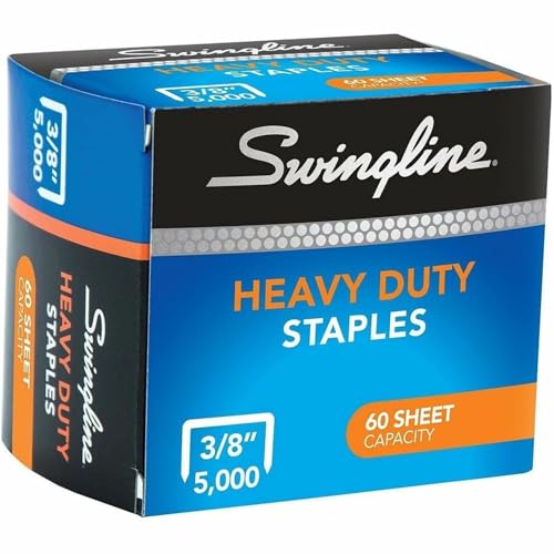 Swingline Staples, Heavy Duty, 3/8\" Length, 60 Sheet Capacity, 100/Strip, 5000/Box, 1 Pack (79398)