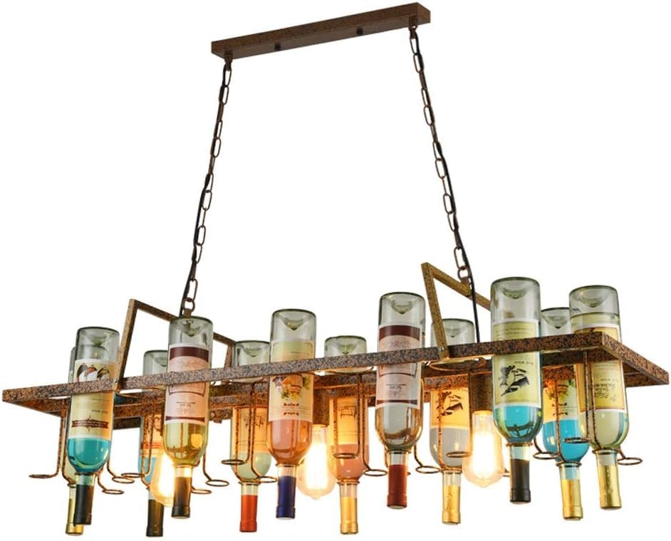 Lámparas colgantes de hierro Compatible with techo con forma de botella de vino, estilo retro, estilo loft, E27, Edison, luces colgantes, luces LED colgantes, vestíbulos