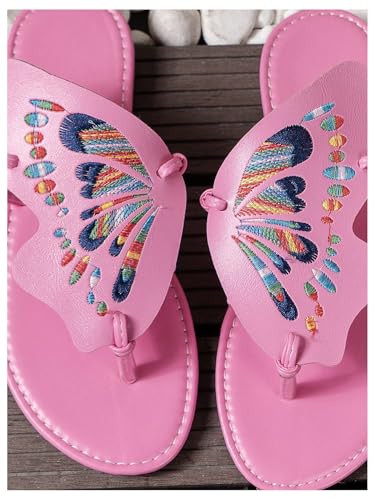 Verdusa Women's Open Toe Butterfly Sandals Slip on Slippers Summer Thong Sandals2