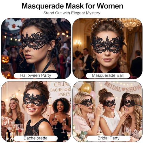Image of Exlinonline Lace Masquerade Mask Elastic,Fit for Adult,Soft Gentle Material,Specially For Costume,Thememed Party