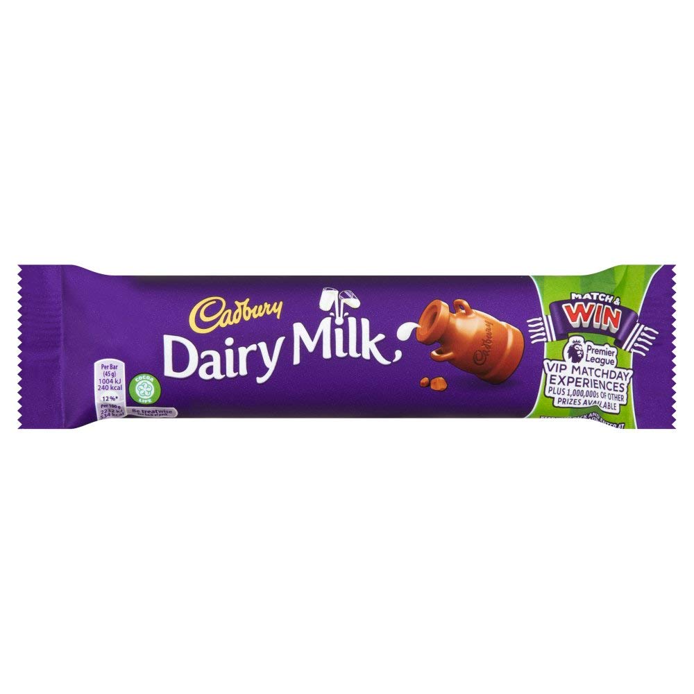 CadburyDairy Milk Chocolate Bar, Pack of 48 x 45 g