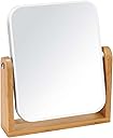 LFOYOU Vanity Makeup Mirror with Natural Bamboo Stand, Double Sided 360 Degree Swivel Magnifying Mirror, Tabletop Magnified Make up Mirror for Bathroom or Bedroom 8 Inch