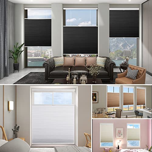 Blinhdome Custom Blackout Top Down Bottom Up Shades, Windows Cordless Cellular Shades Room Darkening Blinds, Diameter Of 1.5 Inch Honeycombs For Office, Living Room, Bedroom (Blackout, White) #TOP4