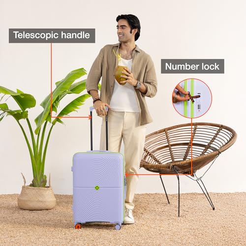Image of Nasher Miles Bali Hard-Sided Polypropylene Check-in Luggage 28 inch | 75cm | 8 Wheels Large Trolley Bag for Travel | Suitcase (Grey)
