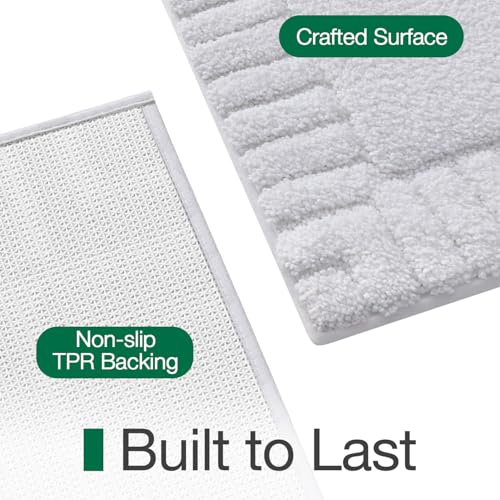 LUMI Bathroom Rugs Non Slip with Rubber Backing, Extra Soft Plush Microfiber Bath Rug Absorbent, Machine Washable Bath Mat Quick Dry for Tub, Shower, Hotel, White, 16"x24" - Image 5