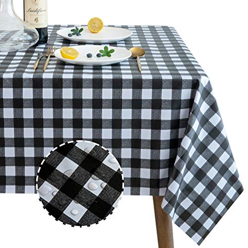 Black Friday - 80% OFF 100% Waterproof PVC Tablecloth, Stain Resistant, Waterproof, Oil-Proof Spill-Proof Durable Plaid Check Table Cloth for Outdoor and Indoor Use,54 x 102 Inch,Black and White