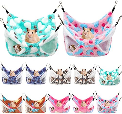 Sadnyy 12 Pieces Guinea Pig Rat Hammock for Cage Small Animal Hammock Ferret Hammock Double Layer Hanging Hammock Soft Hanging Guinea Pig Bunk Bed for Chinchilla Rat Sugar Glider Squirrel Reptiles