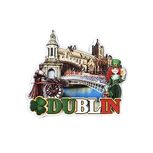 Dublin Irlanda 3D Landmark - Imán para nevera, regalo de recuerdo, hecho a mano para decoración del hogar y la cocina, colección de imanes de nevera de Dublín