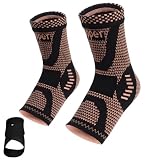 yeeplant 3 Stk. Kupfer Knöchelsocken, Stützmanschette für sportliche Belastung, Achillessehnen Stütze, Kupferfaser und Nylon, atmungsaktive Strickart, passend für Schuhgröße 41-46 EU, 8,5-13 US