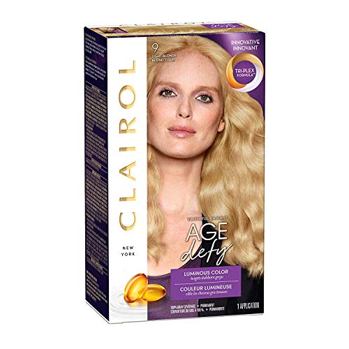 Clairol Age Defy Permanent Hair Dye, 9 Light Blonde Hair Color, 1 Count