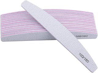 يمارت مبارد اظافر احترافية 100 180 حبيبة مزدوجة الجوانب قابلة للغسل باللون الرمادي مكونة من 10 قطع، مجموعة مبرد اظافر لتلميع الاظافر (B)