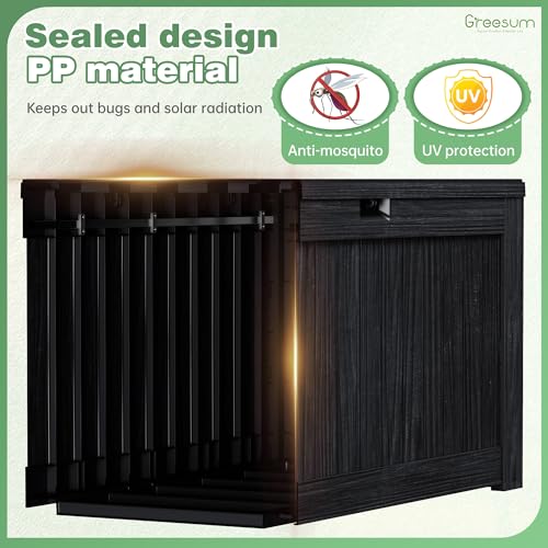 Image of Greesum Outdoor Storage Box 120 Gallon Storage Bin with Lid for Patio Furniture, Garden Tools, Pool Supplies, Lockable, Waterproof and UV Resistant, Black