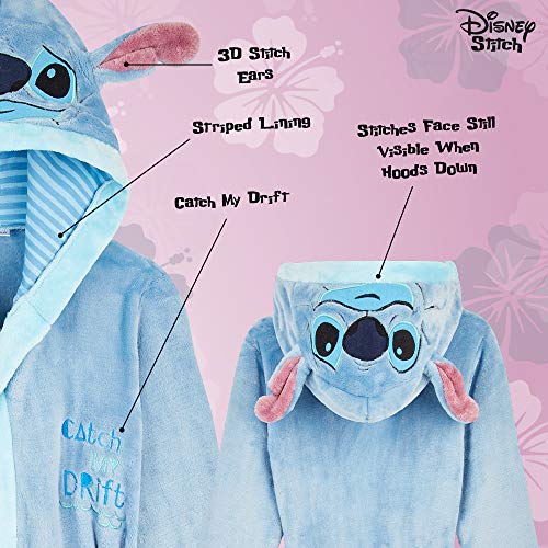 Disney Bademantel Kinder Fleece mit Mickey und Minnie Mouse, Stitch Morgenmantel Kinder Simba und Tigger (Blau, 13-14 Jahre)