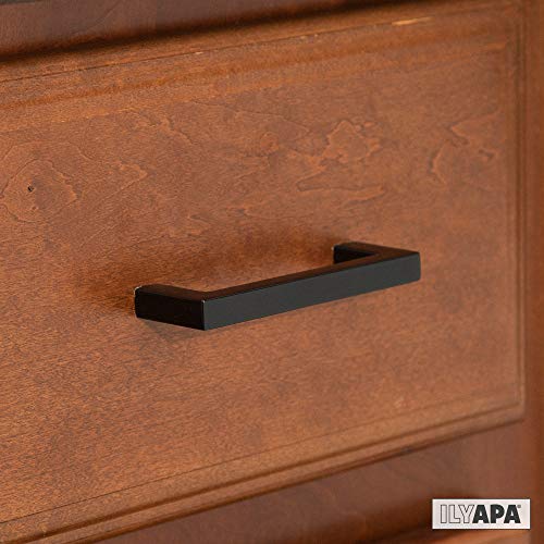 Ilyapa 25 Pack 3 Inch Black Cabinet Pulls - Kitchen Drawer Pulls, Cabinet Modern Square Handles, Black Kitchen Cabinet Hardware With 3 Inch Hole Center #TOP4