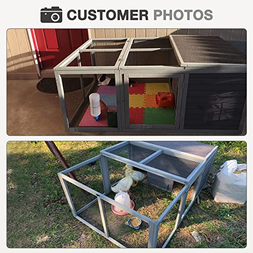 MEDEHOO Chicken Coop Large Wooden Rabbit Hutch Indoor Outdoor with 2 Living House ANG PVC Layer for Chicken, Hutch, Ducks - Thumbnail 6