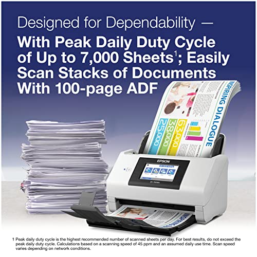 Image of Epson DS-790WN Wireless Network Color Document Scanner for PC and Mac with Duplex Scanning,Computer-Free Function, 100-page Auto Doc Feeder (ADF) and 4.3 inch Colorful LCD Touchscreen