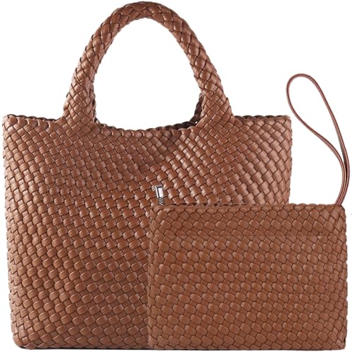 Image of JINMANXUE Fashion Woven Bag Shopper Bag Travel Handbags and Purses Women Tote Bag Large Capacity Shoulder Bags