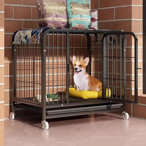 Cage pour chiens avec roues 78x50x67cm parc intérieur chat noir