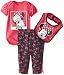 Disney Baby Girls' Minnie Mouse 3 Piece Set, Pant Bodysuit and Bib, Picture Perfect, Red, 0-3 Months