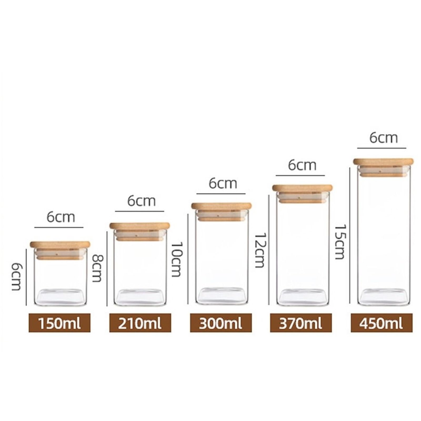 VorratsgläSer Aus Glas 10Pc Glas versiegelt kann transparent mit Holzdeckel Jar Lagerung liefert FüR Tee Und Kaffeebohnen(6x6cm)