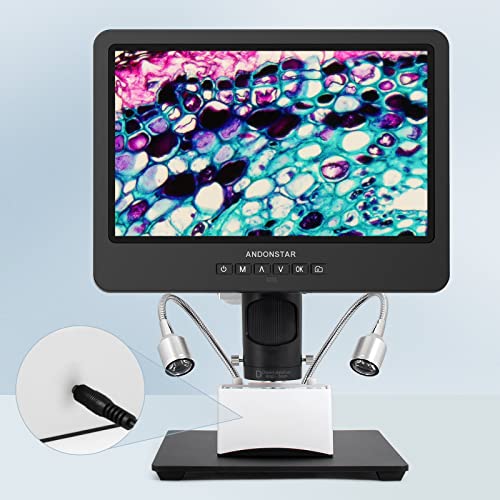 Image of Andonstar AD249SM 10.1 inch 2160P UHD HDMI Digital Microscope 2000X, 3 Lens Soldering Digital Microscope with Arm Boom Metal Stand for PCB SMD Electronics Repair, Biological Microscope Kit, 32G Card