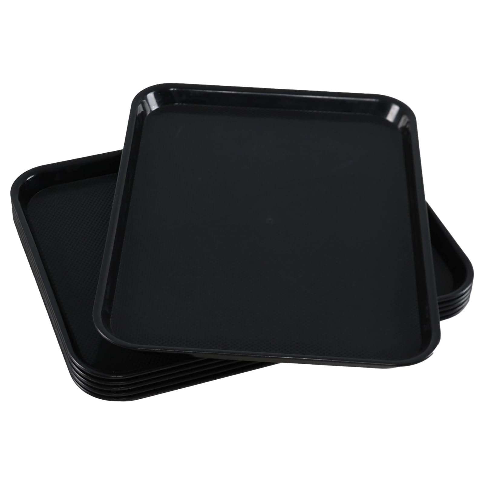 Juego de 6 bandejas reutilizables para servir, bandeja de plástico para servicio de comida rápida para cocina, restaurante, café, color negro