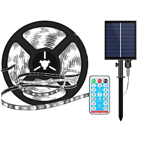 SUAVER Striscia Luminosa Solari Esterno, 10m 240LED Striscia Impermeabili Luci Stringa,Catena Luminosa Solare con Telecomando,Luci a Corda con timer Telecomando per Giardino Natale (Bianco)