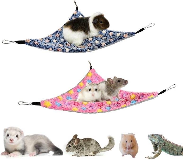 Rede Hammock para Pequenos Animais GOMICRAFT com Tecido Macio e Ganchos, Pacote com 2