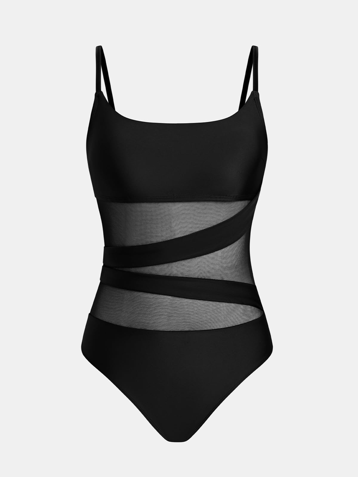 CUPSHE Badeanzug Damen Scoop Neck Mesh Verstellbare Monokini | Träger Rückenhaken,Bequeme Passform,Für Strand und Pool