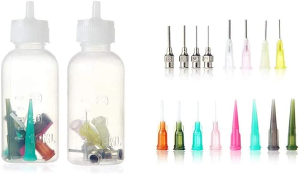 18Pcs/Set Precision Tip Glue Applicator Bottle Multi Purpose Needle Dropper Bottles with 16 Needle Tips for Paper Quilling DIY Craft Tattoo