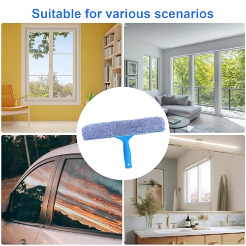 Image of 14 inch inch Microfiber Window Scrubber Refill Replacement Compatible with MR.SIGA Professional Window Cleaning, Reusable Squeegee Cloth Sleeve (6 Pack)