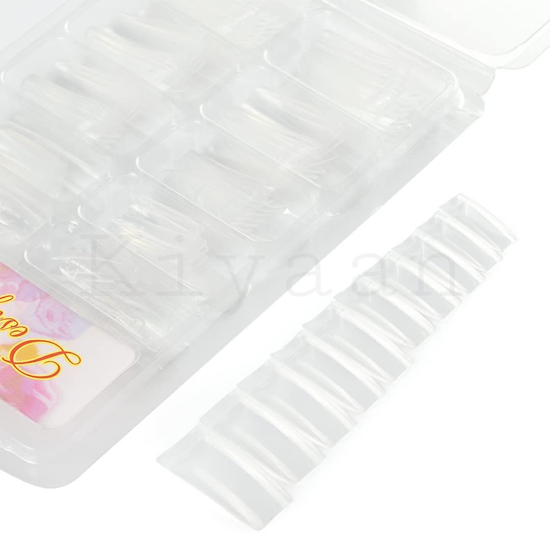 Kiyaan Clear False Nails Tips Box of 10 Sizes Nail Extension Form 100pcs Poly Gel Acrylic Mold Artificial Dual Forms System UV DIY Polish Manicure Tool 100PCs/Fingernails Full Cover French Tip 2