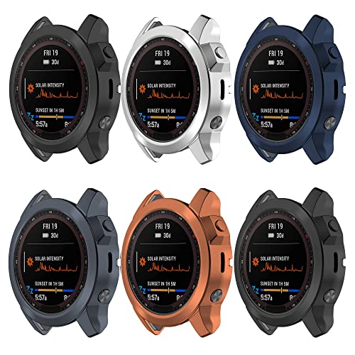 FitTurn Compatible with Garmin Fenix 7X/Fenix 7X Solar/Fenix 7X Sapphire Solar Protector Case for GM Fenix 7X 51mm Soft Cover TPU Ultra-Slim Protection Bumper (6 Colors)