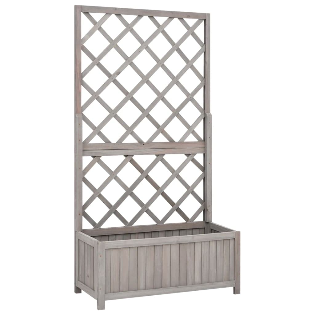vidaXL Garden Trellis Planter- Grey | Solid Firwood Construction | Ideal for Climbing Plants | Weather-Resistant | Easy To Assemble | Spacious Flower Box