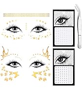 Besteel 4 Set Face Jewels Eye Body Face Gems Rhinestone Stickers Self Adhesive Rhinestones Rainbo...
