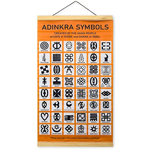 AFRICAN WALL ART,AFRICAN AMERICAN Print DÃ©cor for Home & Living Room, Adinkra Symbols African Art DÃ©cor on Cotton Canvas. Celebrate Black Culture & Ancestry Wall Print Honor African History & Kwanzaa Gift