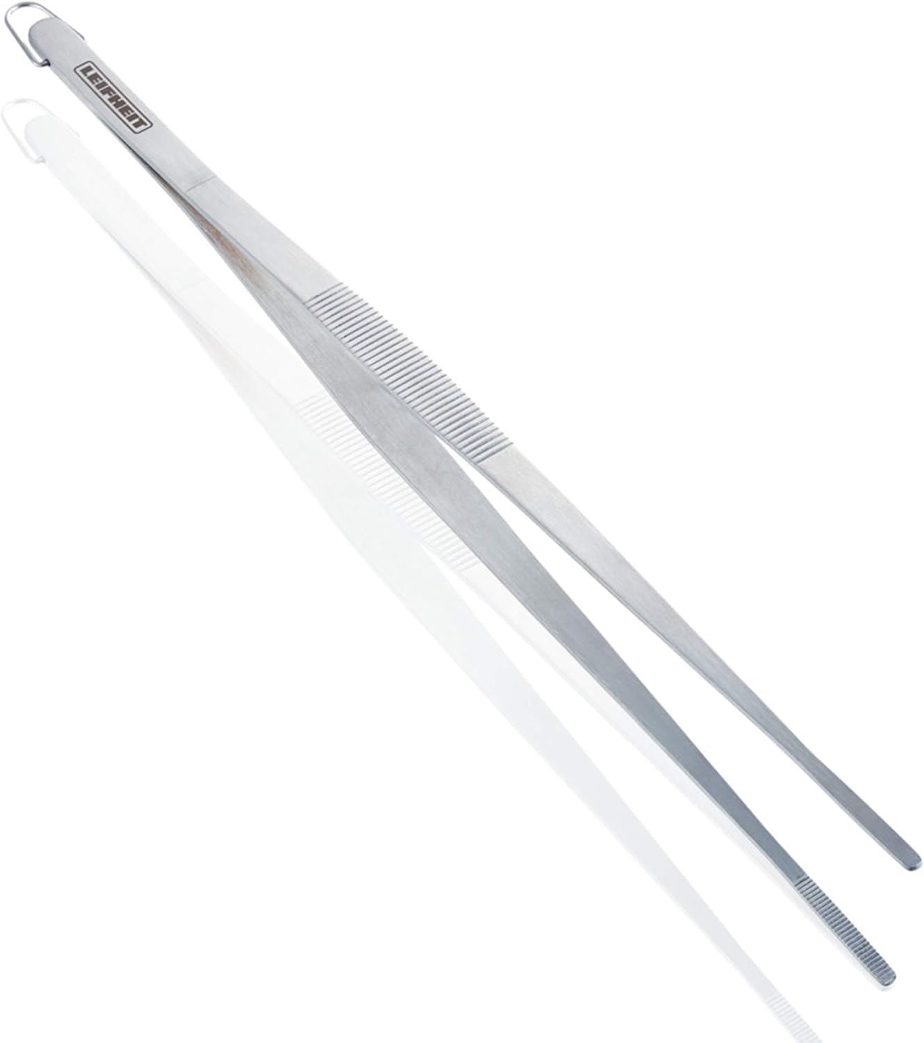 Leifheit Silber / Schwarz Kitchen Tweezers, Narrow Kitchen Tongs, Delicate Tongs For Kitchen, Tweezers For Delicate Work, Cooking Tweezers, 20 Cm Length, 18/8 Stainless Steel