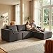 Furnihome 4-Seater Boneless Cloud Couch with Movable Chaise Ottoman, Modular Sleeper Couch with Chaise Lounge, Ultra Soft Corduroy Fabric, Deep Seat Sofa for Living Room, Black