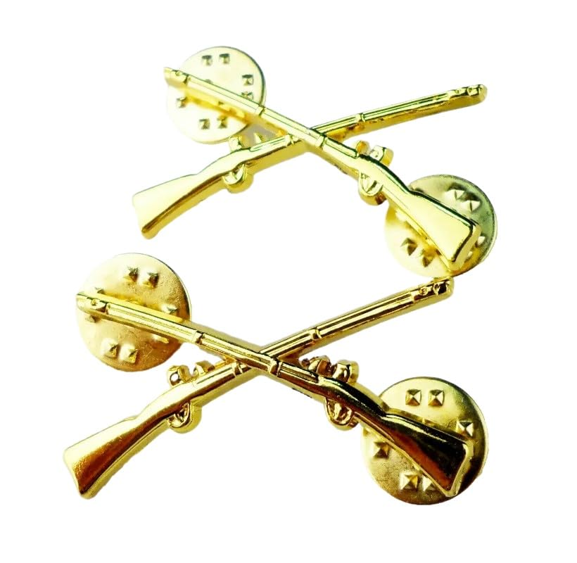Reproduction PAIR OF U.S. Army Infantry Officer Lapel Badge Pin Isignina gold