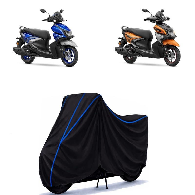 Image of Scooty Cover Water Resistant for Ray ZR 125 | Universal Scooter & Bike Cover | Heavy Duty UV Dust, Rain & Scratch Protection Weather Indoor Outdoor | Black with Blue Piping