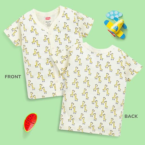 Image of LuvLap Baby Girls Regular Fit 100% Cotton Half Sleeves Girls Jhabla Shirt Pack of 4