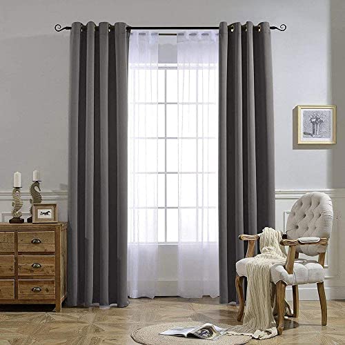 Image of NICETOWN Microfiber Solid Grommet Noise Reducing Thermal Insulated Window Curtain For Bedroom, W52 X L84, Gray, Pack of 2