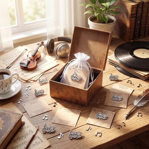 Image of Liliaafar 30 Pcs Music Note Lapel Pins Musical Note Band Award Pins Gifts Cards Bulk for Musician Music Lover Teacher Graduation Gifts for Students