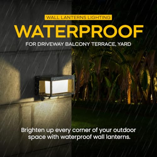 Image of XERGY Glass, Plastic Modern Black Outdoor Solar Wall Light with Motion Sensor, Wall Lanterns Lighting Waterproof for Driveway, Balcony Terrace, Yard