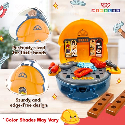 Image of Wembley DIY Tool kit Set for Boy 3-6 Years Old | Screw Driver Tool Box for Kids | Pretend Play Construction Toy Game for Boys | Montessori Birthday Activity Gift Set for Kids Ages 3, 4, 5, 6