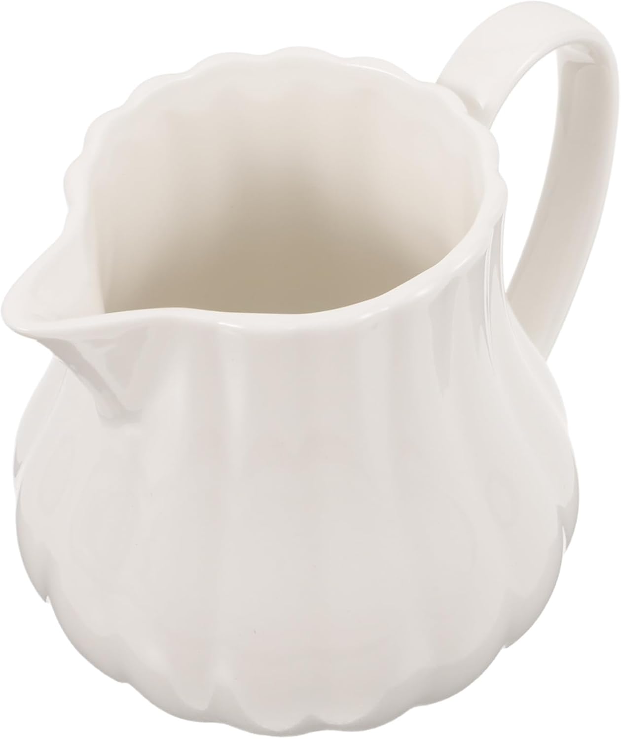 Ceramic Milk Jug 240 ml with Ergonomic Handle White Small Milk Jug for Coffee Latte Cream and Milk Dispenser for Home and Office