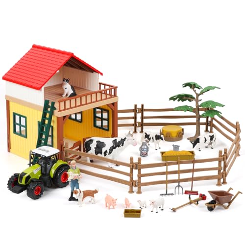 Hyrenee Bauernhof Tiere Figuren Spielzeug Playset- Tier Scheune Haus...